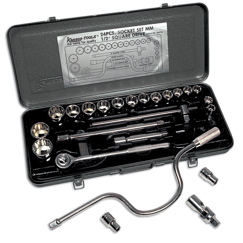 Kamasa Socket Set 1/2"D, 24pc SS4710 Laser - Dynamic Drive