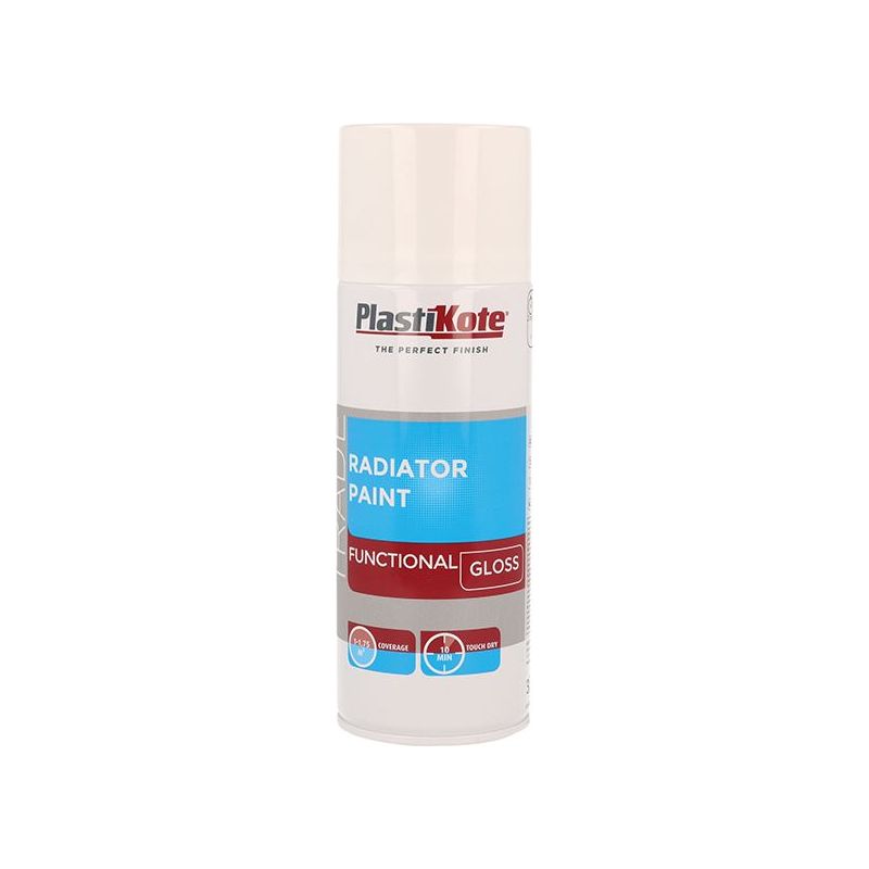 Plastikote Trade Radiator Spray Paint Gloss White 400ml PlastiKote - Dynamic Drive