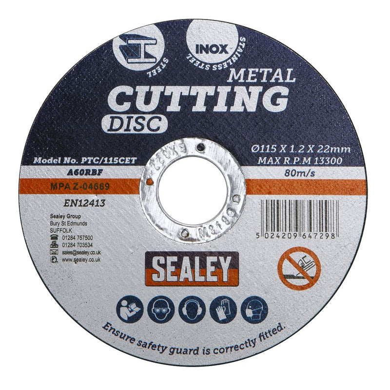 Sealey Cutting Disc115 x 1.2mm22mm Bore PTC/115CET Sealey - Dynamic Drive