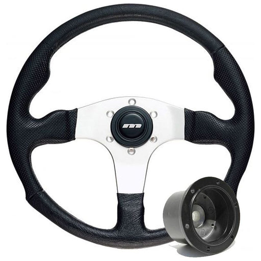 320mm Black Moulded Steering Wheel + Boss fits Peugeot 605 1990>1996 Mountney Classic  - Dynamic Drive