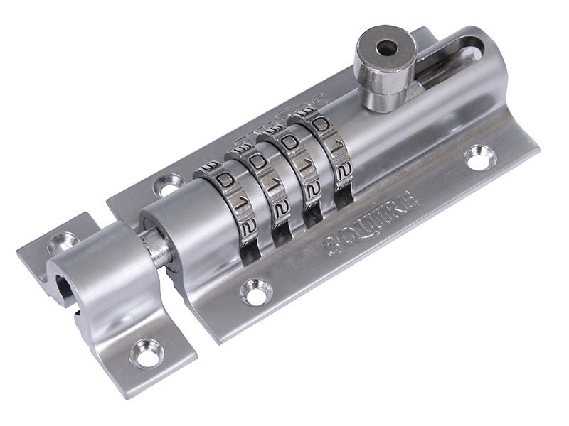 Squire CombiBolt 4 Re-Codable Locking Bolt Chrome 120mm Squire - Dynamic Drive