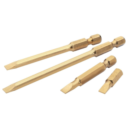Draper 3mm 1/4" Hex Plain Slot Titanium Nitride Coated Insert Bit 50mm Long x 2 Draper - Dynamic Drive