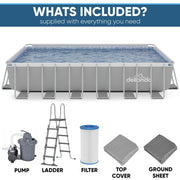 Dellonda Steel Frame Rectangular Swimming Pool - Step Ladder & Filter Pump 25ft Dellonda - Dynamic Drive