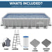 Dellonda Steel Frame Rectangular Swimming Pool - Step Ladder & Filter Pump 25ft Dellonda - Dynamic Drive