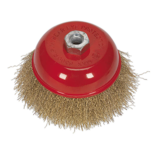 Sealey Brassed Steel Cup Brush 125mm M14 x 2mm CBC125 Sealey  - Dynamic Drive
