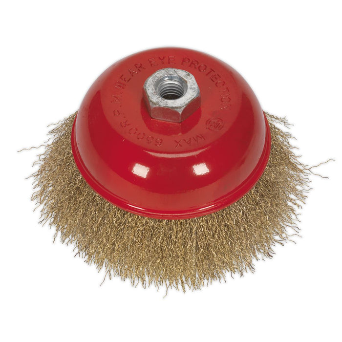 Sealey Brassed Steel Cup Brush 125mm M14 x 2mm CBC125 Sealey  - Dynamic Drive