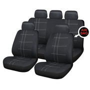 Sakura Seat Covers Checks Full Set includes Head Rest, Black/ White Sakura  - Dynamic Drive