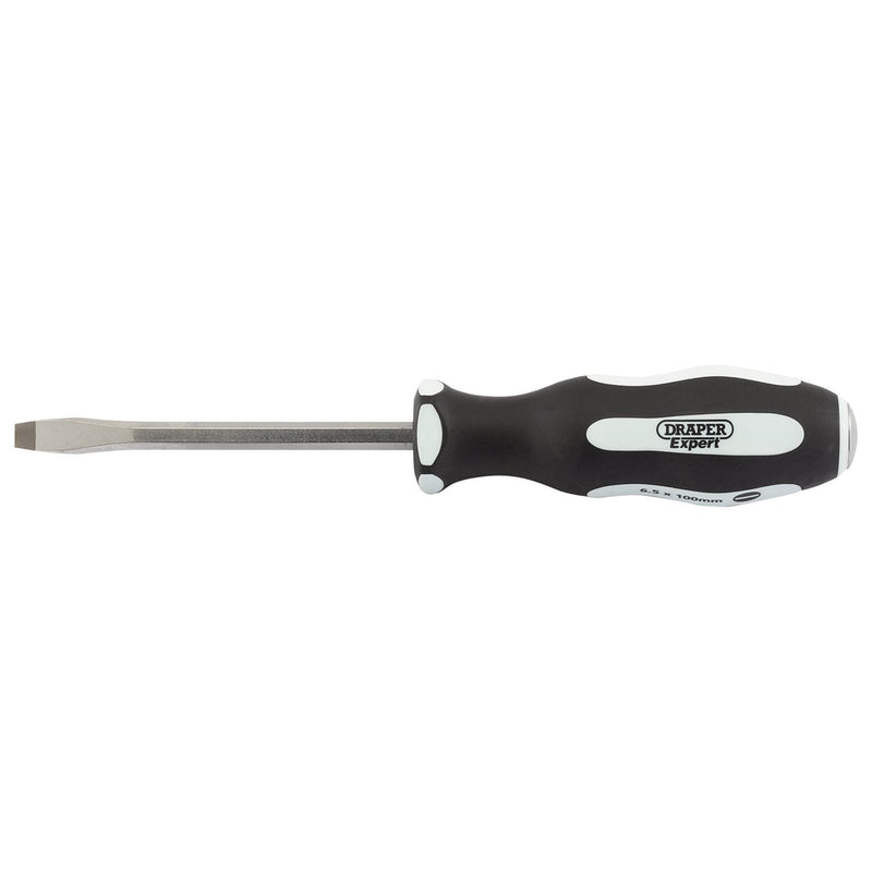 Draper 'Pound Thru' Plain Slot Soft Grip Screwdriver, 6.5 x 100mm 35181 Draper - Dynamic Drive