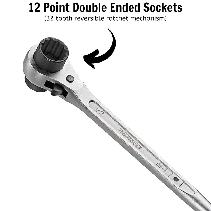 Teng Tools Ratcheting Construction Wrench 19 x 22mm Teng Tools - Dynamic Drive
