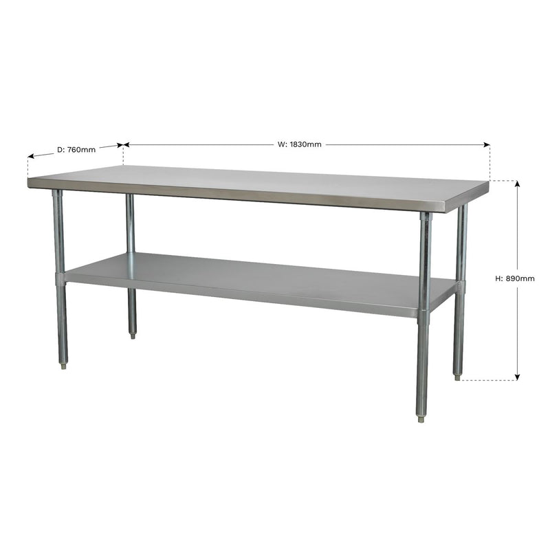 Sealey Stainless Steel Workbench 1.8m AP1872SS Sealey - Dynamic Drive