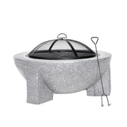 Dellonda Round MgO Fire Pit with BBQ Grill Ø75cm Safety Mesh Screen - Light Grey Dellonda - Dynamic Drive