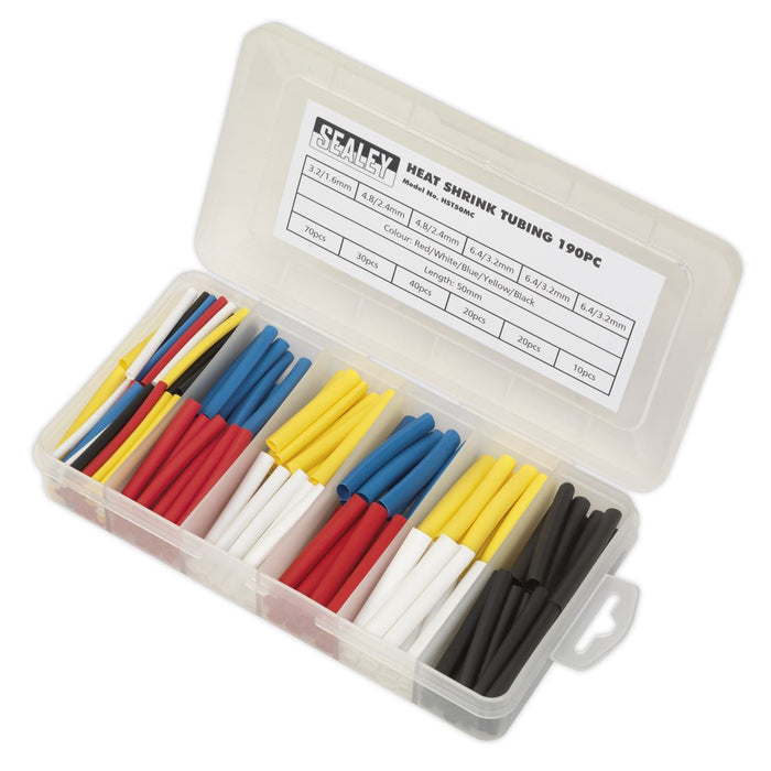 Sealey Heat Shrink Tubing Assortment 190pc 50mm Mixed Colours HST50MC Sealey - Dynamic Drive