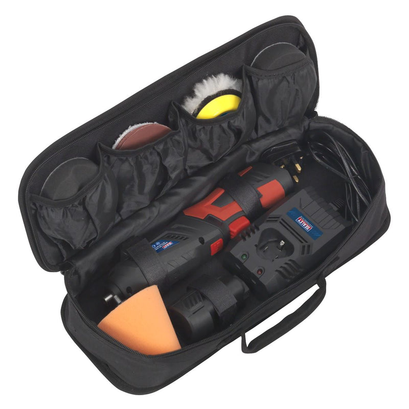 Sealey Cordless Mini Sander Polisher Kit 75mm 12V Lithium-ion Car Detailing Sealey  - Dynamic Drive