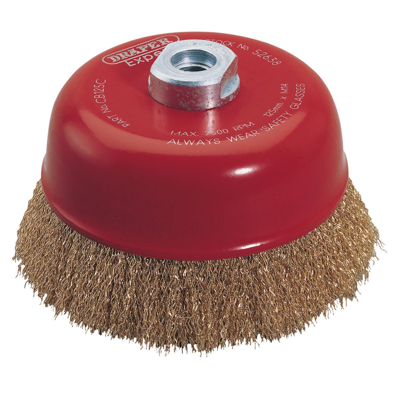 Draper Expert Crimped Wire Cup Brush, 125mm, M14 52638 Draper - Dynamic Drive