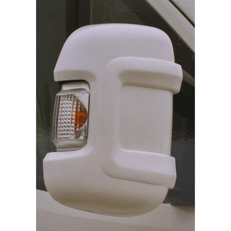 Falcon Motorhome Mirror Protectors Guards White fits Fiat Ducato Peugeot Boxer Milenco  - Dynamic Drive