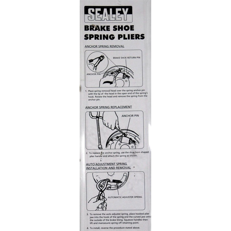 Sealey Drum Brake Shoe Return Spring Pliers Kit With Brake Spring Washer Tool Sealey - Dynamic Drive