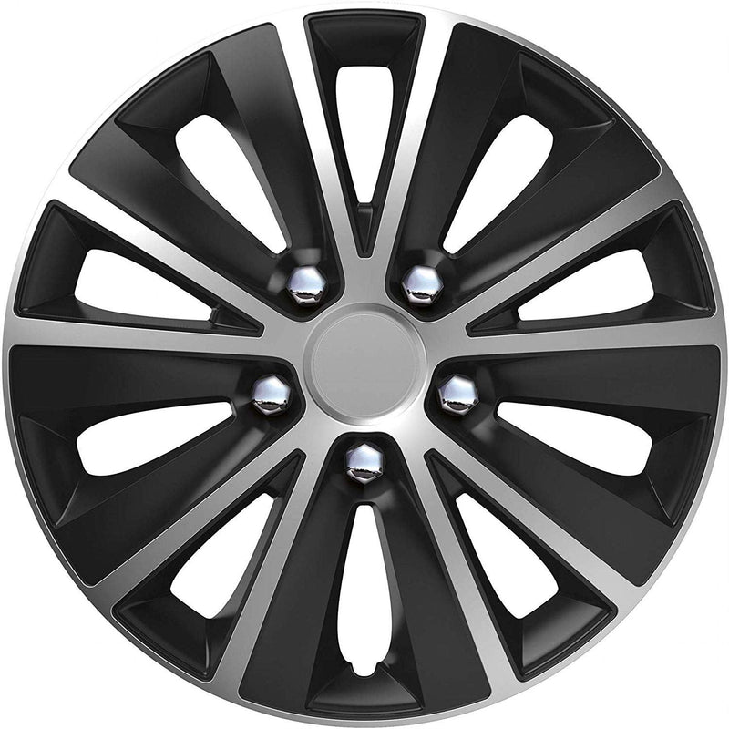 4 X 16" Black & Grey Stripe Multi-Spoke Wheel Trims Hub Caps Covers Protectors Versaco  - Dynamic Drive