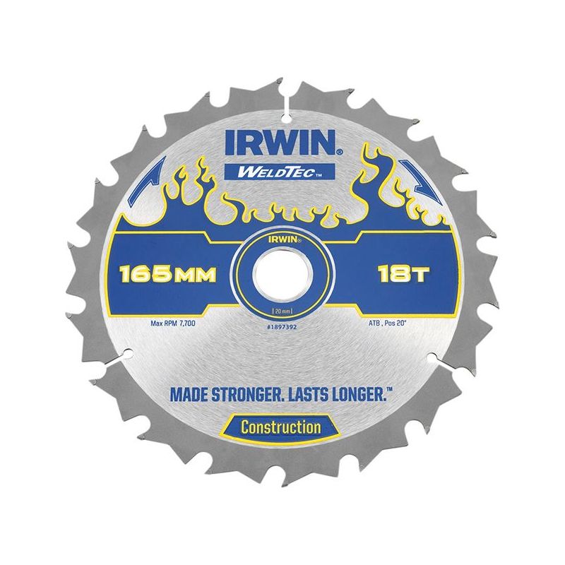 Irwin® Weldtec Cordless Circular Saw Blades 165 x 20mm x 18T ATB IRWIN® - Dynamic Drive