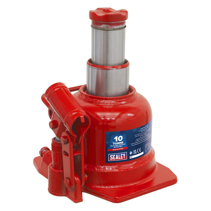 Sealey Bottle Jack 10tonne Low Entry Telescopic BJ10LE Sealey  - Dynamic Drive