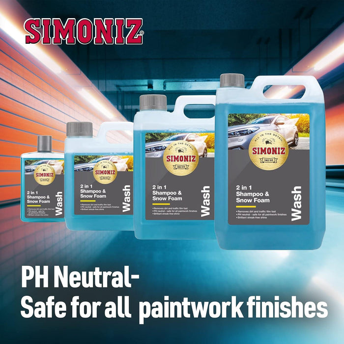 Simoniz Car Shampoo & Wax Removes Dirt Streak-Free Cleaner 5L pH Neutral Town Tools - Dynamic Drive