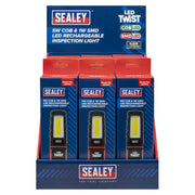 LED Twist Rechargeable Inspection Light 5W COB & 1W SMD - Display Box of 12 Sealey - Dynamic Drive
