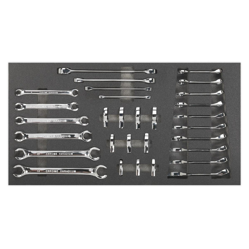 Sealey Tool Tray with Specialised Spanner Set 30pc Metric S01125 Sealey - Dynamic Drive