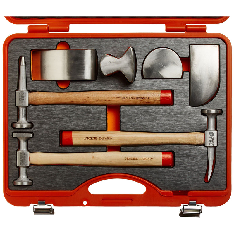 Power-Tec Aluminium Hammer and Dolly Set 7pc 92430 Laser - Dynamic Drive