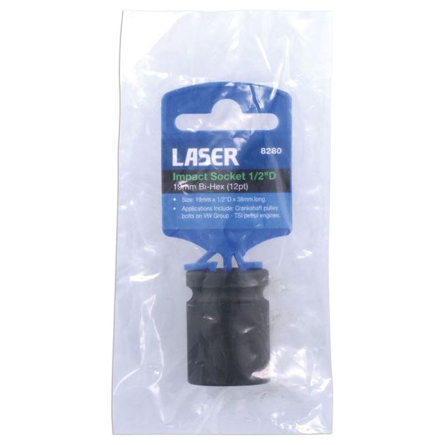 Laser 19mm Bi-Hex Impact Socket 1/2"D 8280 Laser - Dynamic Drive