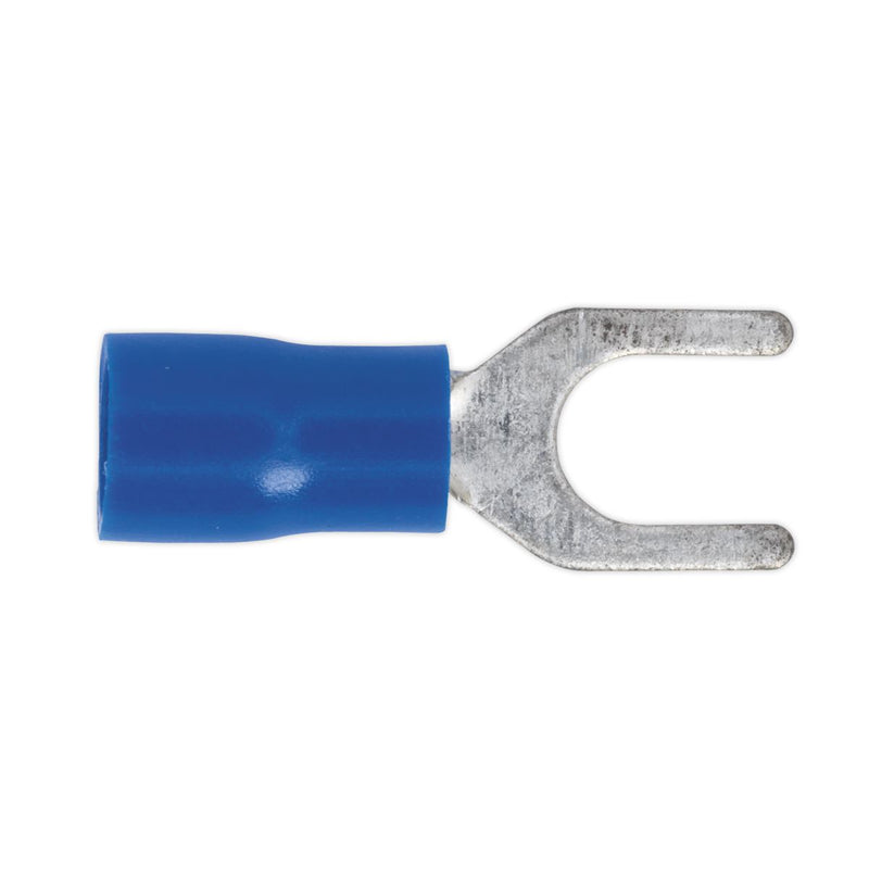 Sealey Easy-Entry Fork Terminal5.3mm (2BA) Blue Pack of 100 BT14 Sealey - Dynamic Drive
