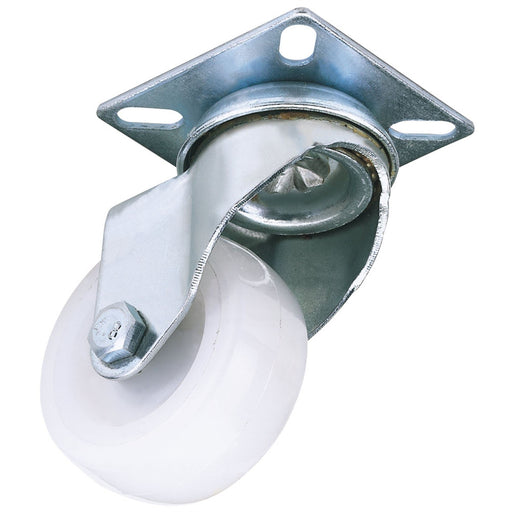 Draper Swivel Plate Fixing Nylon Wheel, 50mm Diameter, S.W.L. 50kg 65492 Draper - Dynamic Drive
