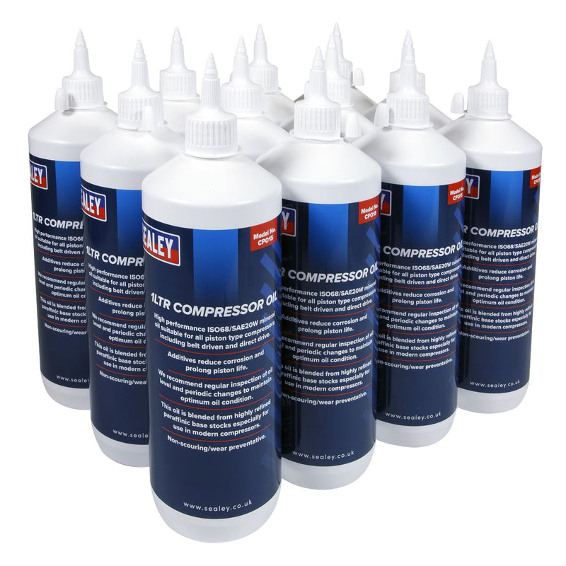Sealey Compressor Oil 1L Pack of 12 CPO/1 Sealey - Dynamic Drive