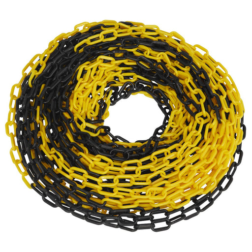 Sealey Safety Chain 25m x 6mm - Black/Yellow BYC25M Sealey - Dynamic Drive