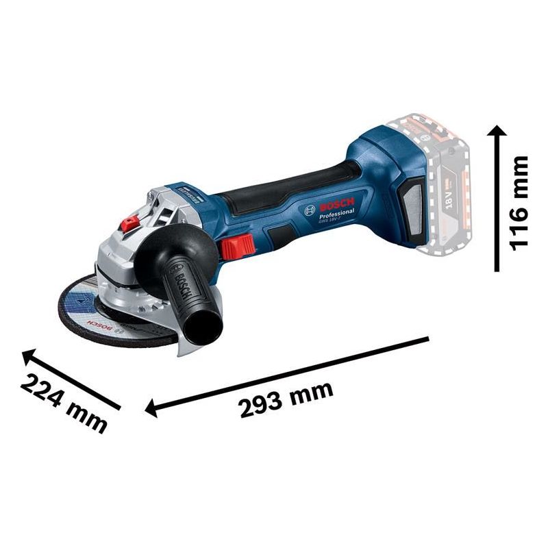 Bosch GWS 18V-7 Professional Angle Grinder 115mm 18V 2 x 4.0Ah Li-ion Bosch - Dynamic Drive