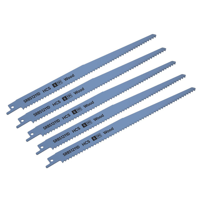 Sealey Reciprocating Saw Blade Clean Wood 250mm 6tpi Pack of 5 SRBS1211D Sealey - Dynamic Drive