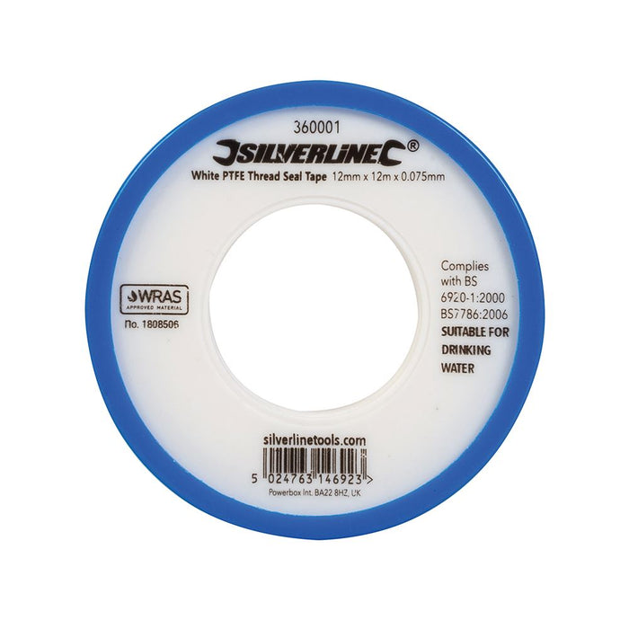 Silverline White PTFE Thread Seal Tape 10pk 12mm x 12m Silverline - Dynamic Drive