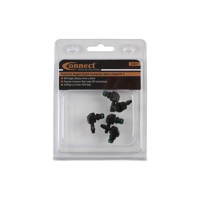 Connect Fuel Line Leak off Angled Quick Connector 4mm x 6mm 5pc 34027 Tool Connection - Dynamic Drive