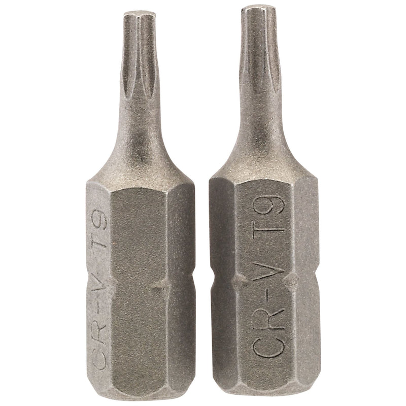 Draper TX-STAR Insert Bit, 1/4" Hex, 25mm Long, T9 (Pack of 2) Draper - Dynamic Drive