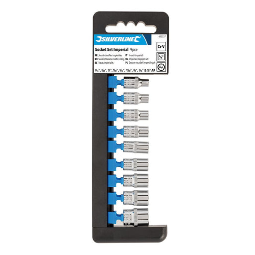 Silverline Socket Set 1/4" Drive 6pt Imperial 9pce 3/16" - 1/2" Silverline - Dynamic Drive