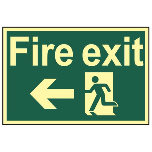 Scan Fire Exit Running Man Arrow Left - Photoluminescent 300 x 200mm Scan - Dynamic Drive