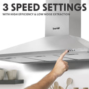 Baridi Cooker Hood with Carbon Filters 90cm - Stainless Steel DH127 Baridi - Dynamic Drive