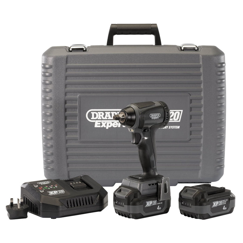 Draper XP20 20V Brushless Impact Wrench, 3/8", 250Nm, 2 x 4.0Ah Batteries, 1 x F Draper - Dynamic Drive