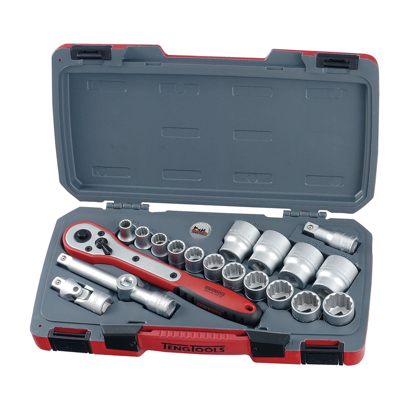 Teng Tools MECCA PRO 1/2" Socket Set 12 pt AF 20 Pieces Teng Tools - Dynamic Drive