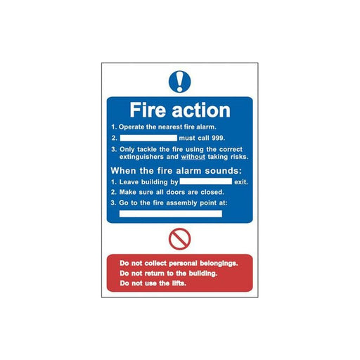 Scan Fire Action Procedure - PVC Sign 200 x 300mm Scan - Dynamic Drive