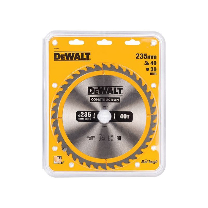 Dewalt Power Tools Portable Construction Circular Saw Blade 235 x 30mm x 40T DeWALT Power Tools - Dynamic Drive
