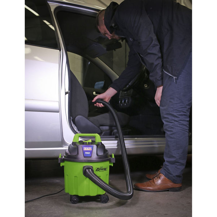 Sealey Vacuum Cleaner Wet & Dry 10ltr 1000W/230V - Hi-Vis Green PC102HV Sealey  - Dynamic Drive