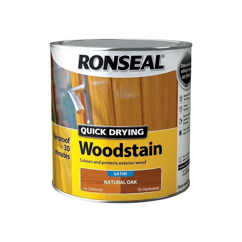 Ronseal Quick Drying Woodstain Satin Natural Oak 2.5 litre Ronseal - Dynamic Drive