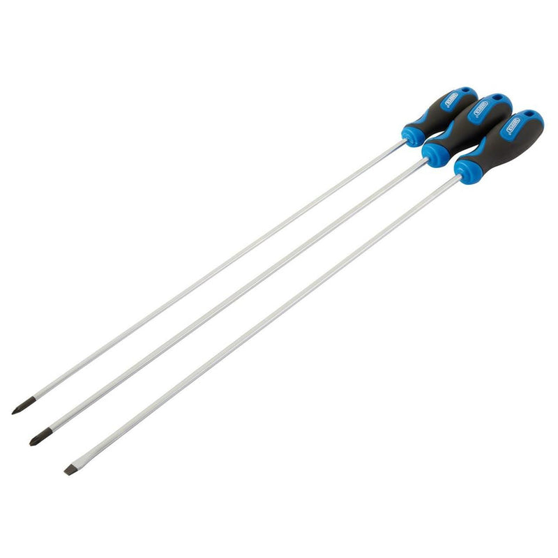 Draper Extra Long Reach Soft Grip Screwdriver Set, 450mm (3 Piece) 32603 Draper - Dynamic Drive