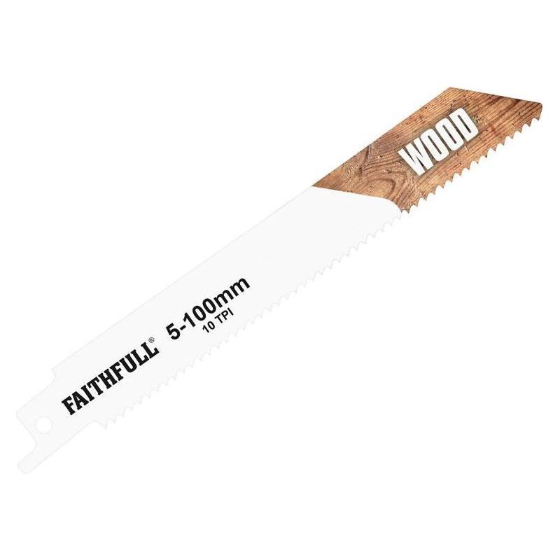 Faithfull S811H Sabre Saw Blade Wood 150mm 10 TPI (Pack of 5) Faithfull - Dynamic Drive