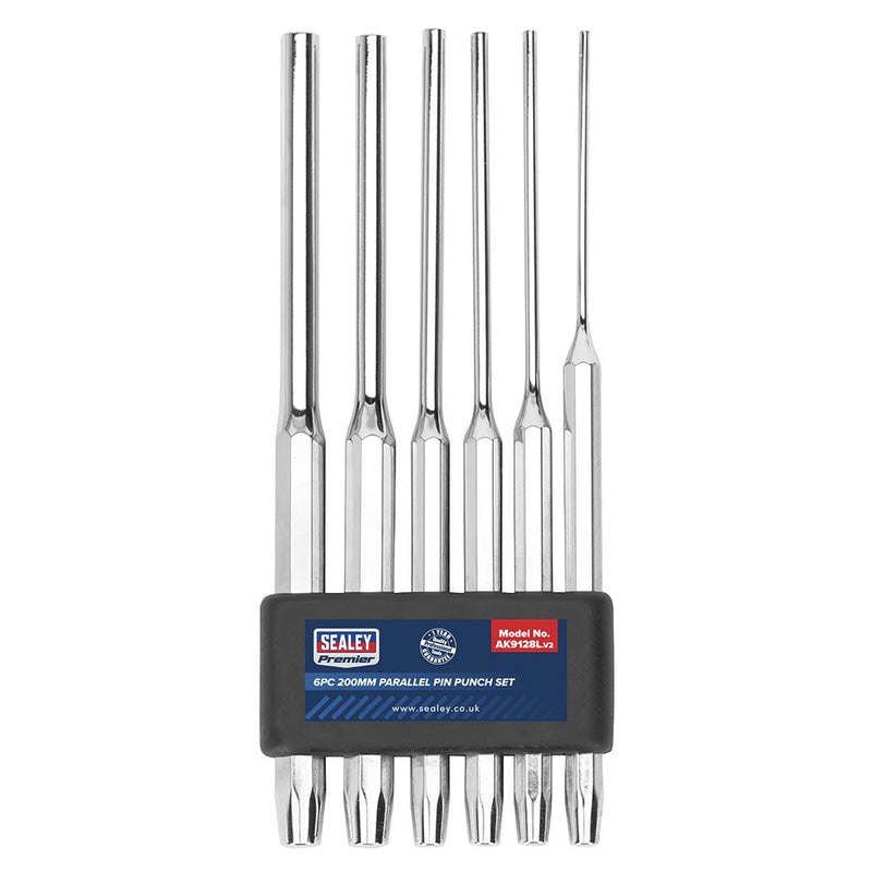 Sealey Parallel Pin Punch Set 6pc 200mm AK9128L Sealey - Dynamic Drive