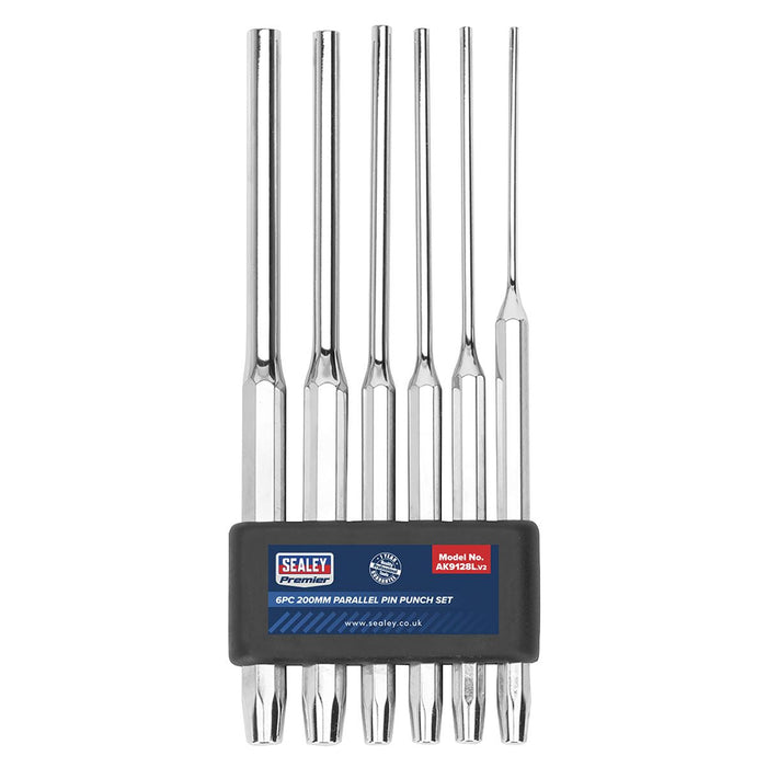 Sealey Parallel Pin Punch Set 6pc 200mm AK9128L Sealey - Dynamic Drive